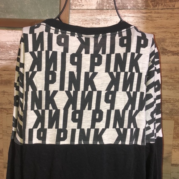 PINK Victoria’s Secret long sleeve shirt black and gray size small campus shirt‌ - Picture 7 of 7